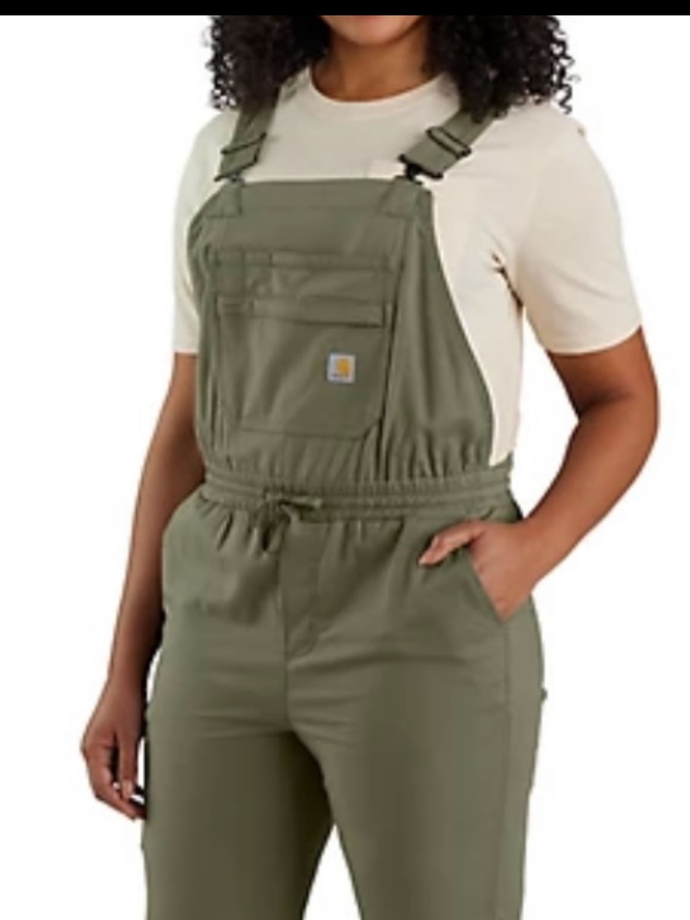 NWT Carhartt Women’s Relaxed Fit Ribstop Stretch Bib Overalls Olive Green Medium